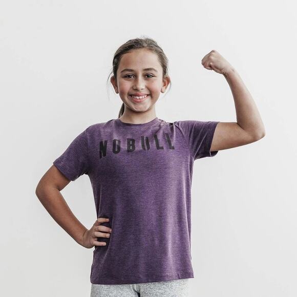 NoBull Kid's Unisex Heathered Purple Training Athletic Casual Shirt Size Small - Picture 1 of 6